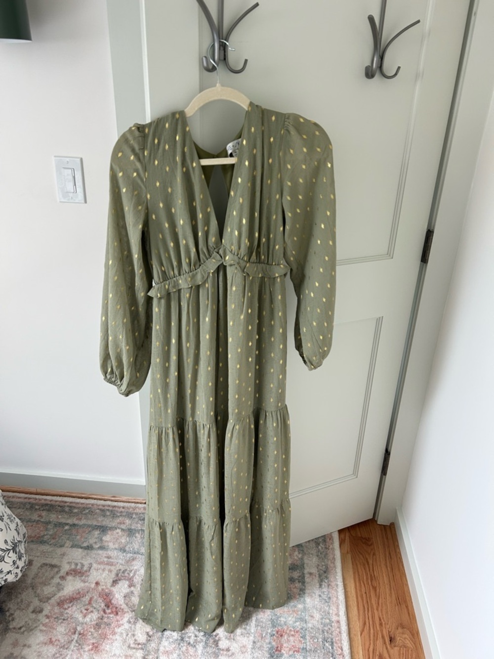 Fat Face She + Sky Green Maxi Dress with Gold Dot Detail